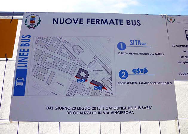 サレルノのバス停留所、乗り場